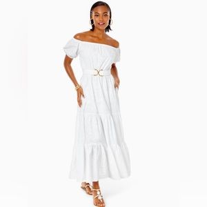 NWT Lily Pulitzer Nessa Off The Shoulder Cotton Maxi Dress XL